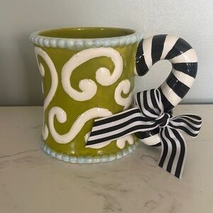 Mud Pie Green and Black Swirl Mug